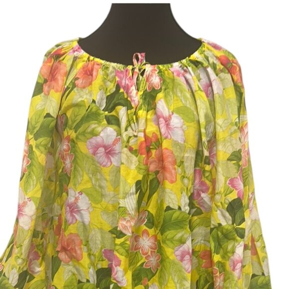 Tommy Bahama Floral Tie Front Blouse Pink Orange Medium - Picture 4 of 11